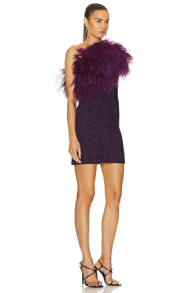 Lapointe Textured Metallic Jersey One Shoulder Ostrich Dress Purple. (also in 4). Product Image