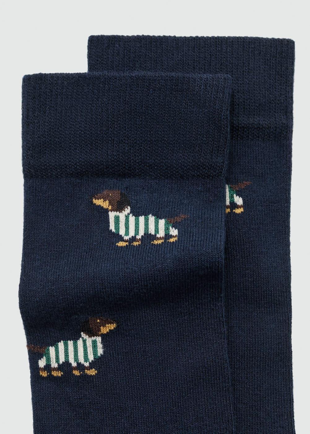 MANGO MAN - Dog-embroidered cotton socks dark navyMen Product Image