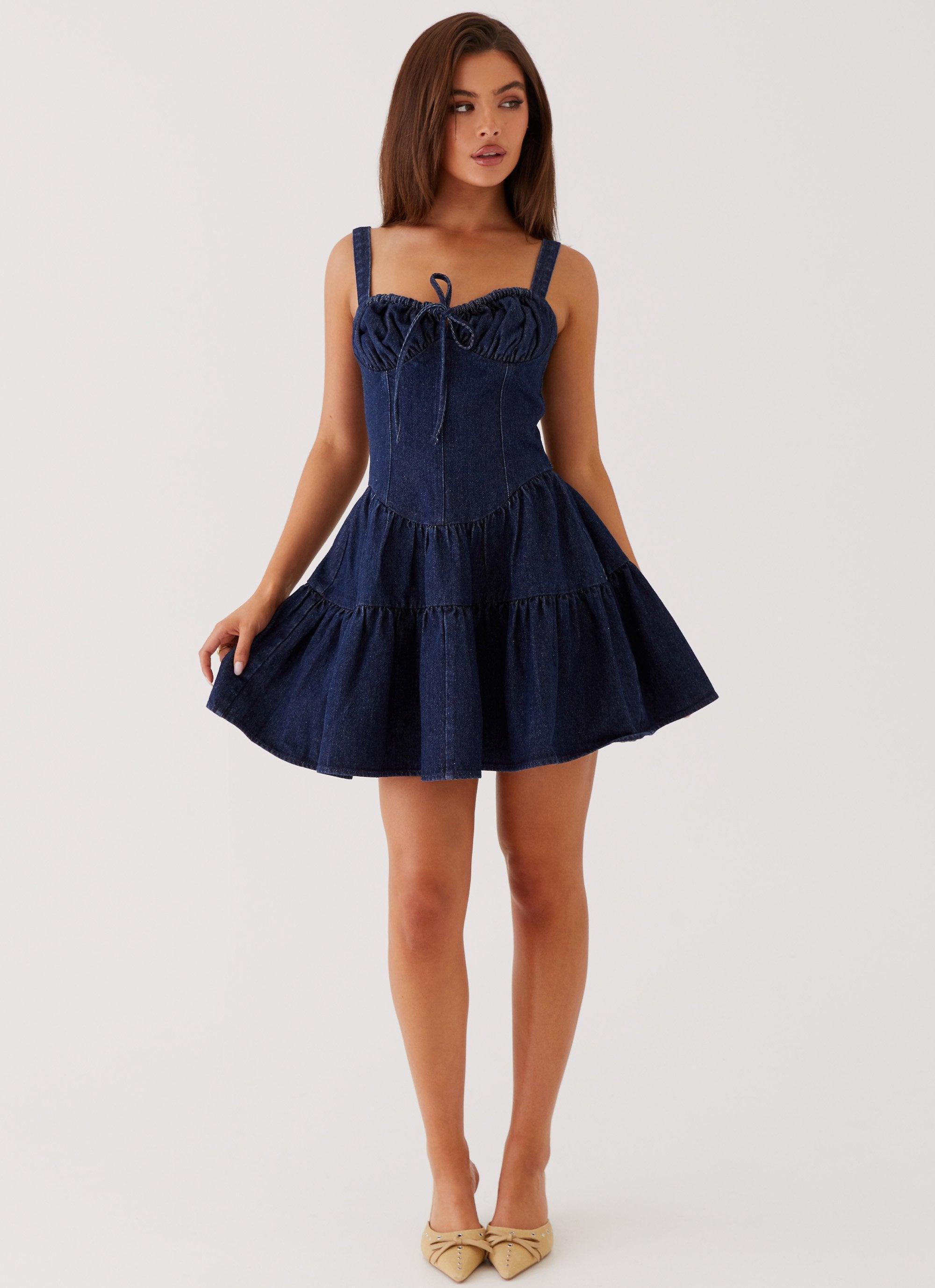 Lucie Denim Mini Dress - Indigo Product Image