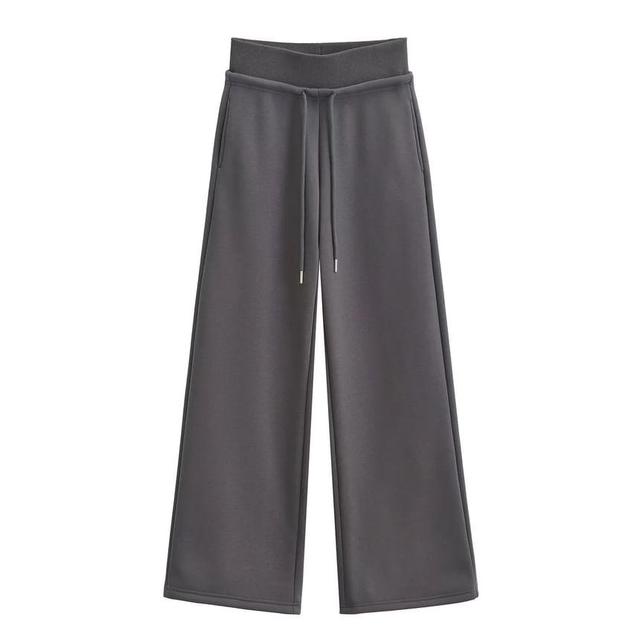 High Rise Plain Wide Leg Pants Product Image