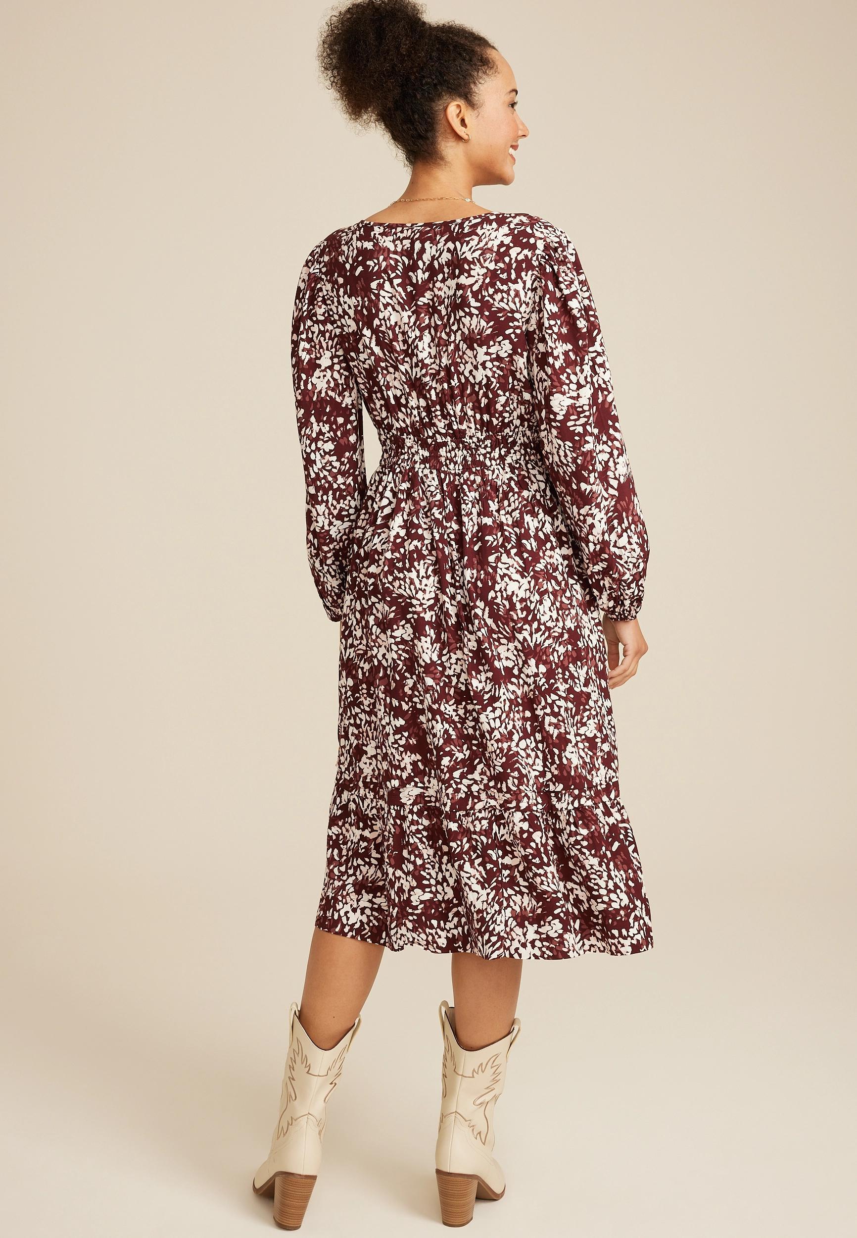 Floral Notch Neck Midi Dress Product Image