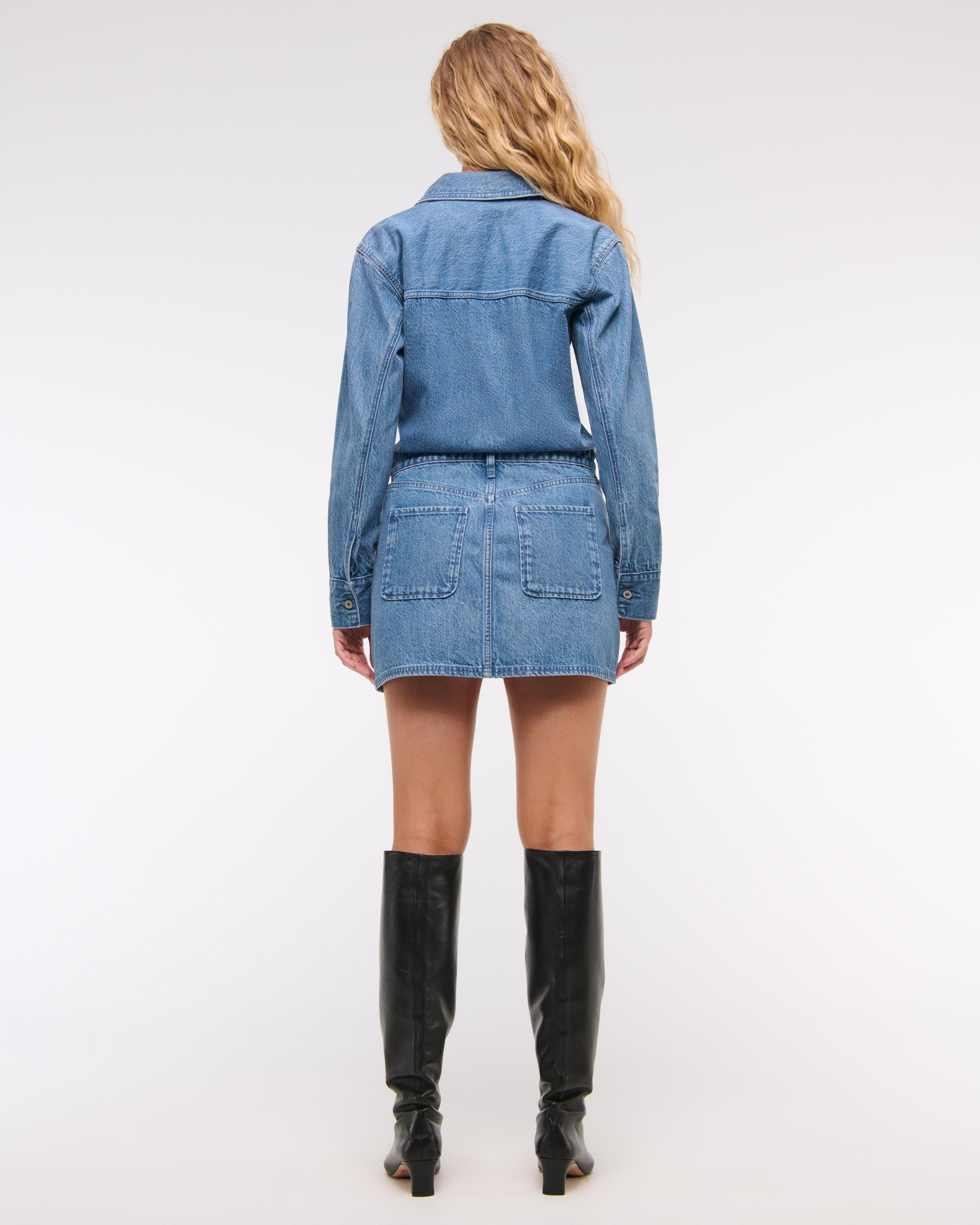 Long-Sleeve Denim Shirt Dress Product Image