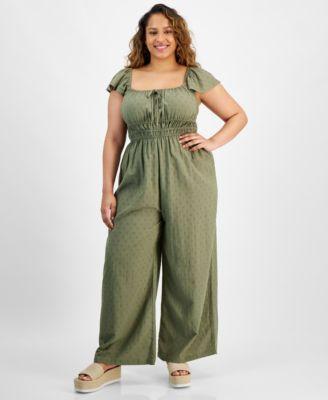 Trendy Plus Size Corset-Look Jumpsuit, Created for Macy's product image