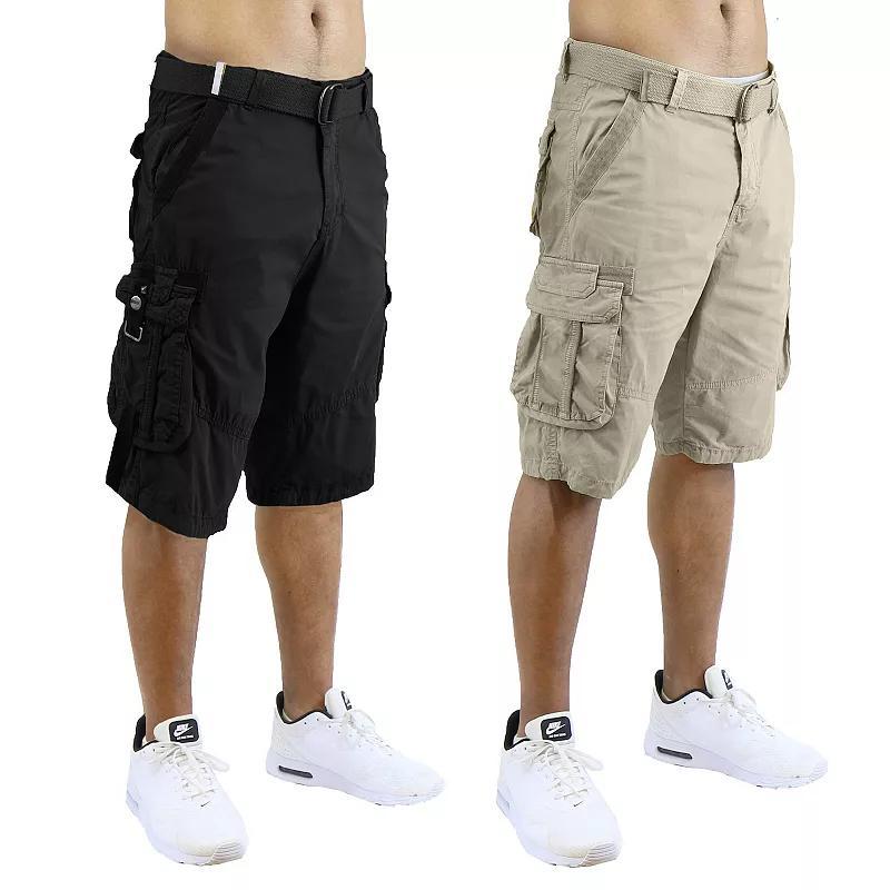 Mens Blu Rock 2-Pack Distressed Cotton Cargo Shorts with Belt Product Image