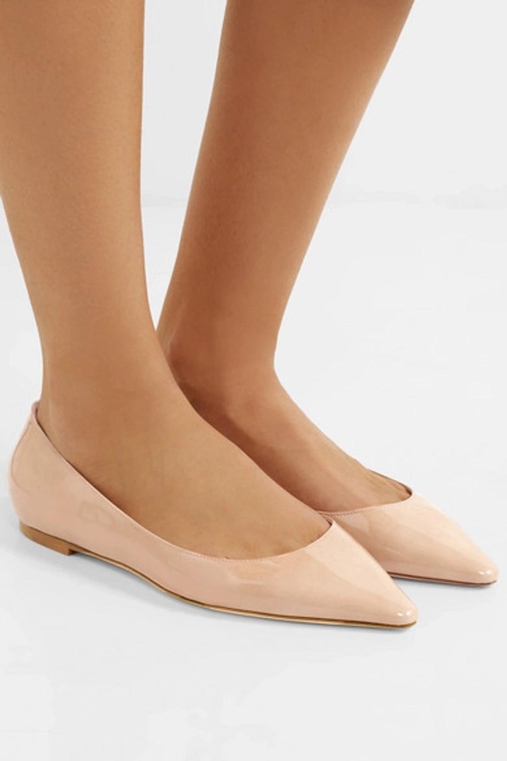 JIMMY CHOO Love Flat Patent-leather Ballet Flats In Neutral Product Image