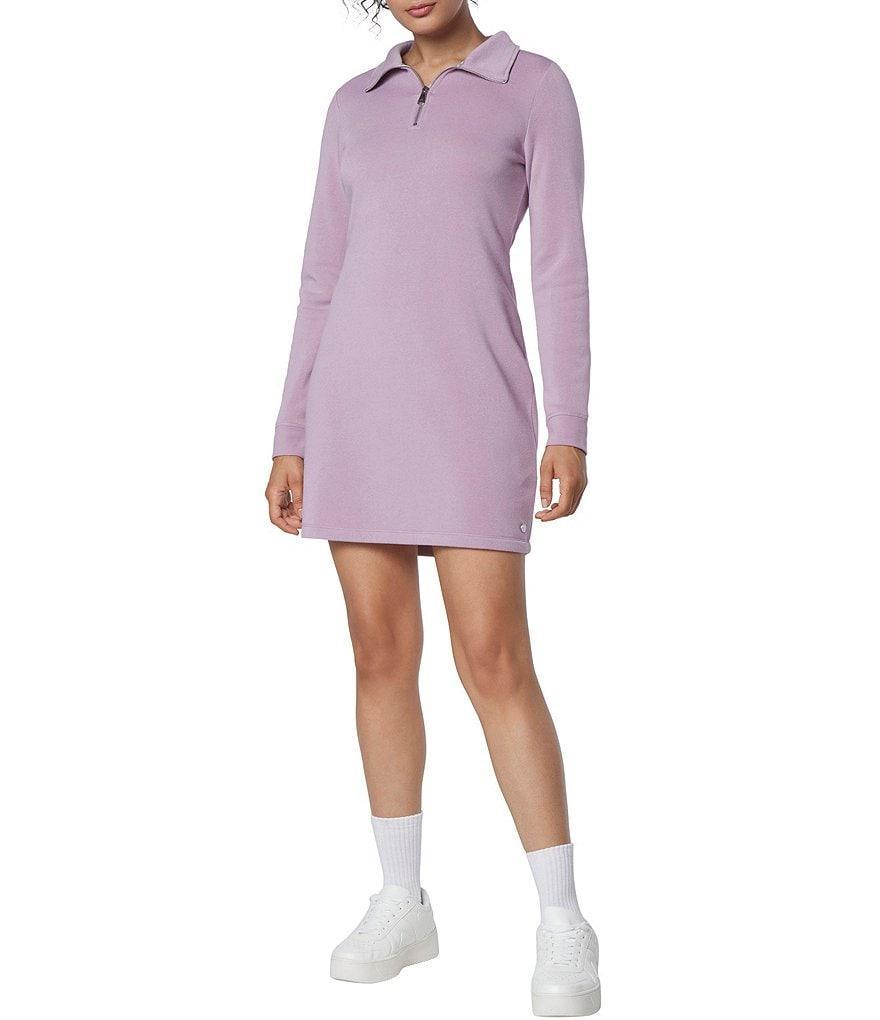 Andrew Marc Sport New York Performance Soft Knit Point Collar Long Sleeve Zipper Mini Dress Product Image