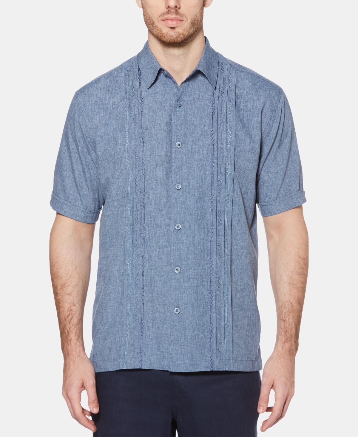 Mens Cubavera Classic-Fit Embroidered Paneled Chambray Button-Down Shirt Product Image