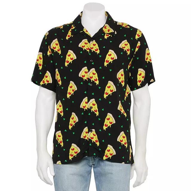 Mens Pizza Print Short Sleeve Button Down Shirt Product Image