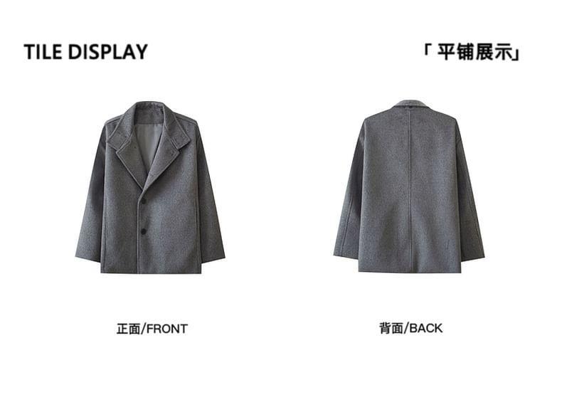 Stand Collar Plain Button-Up Jacket Product Image