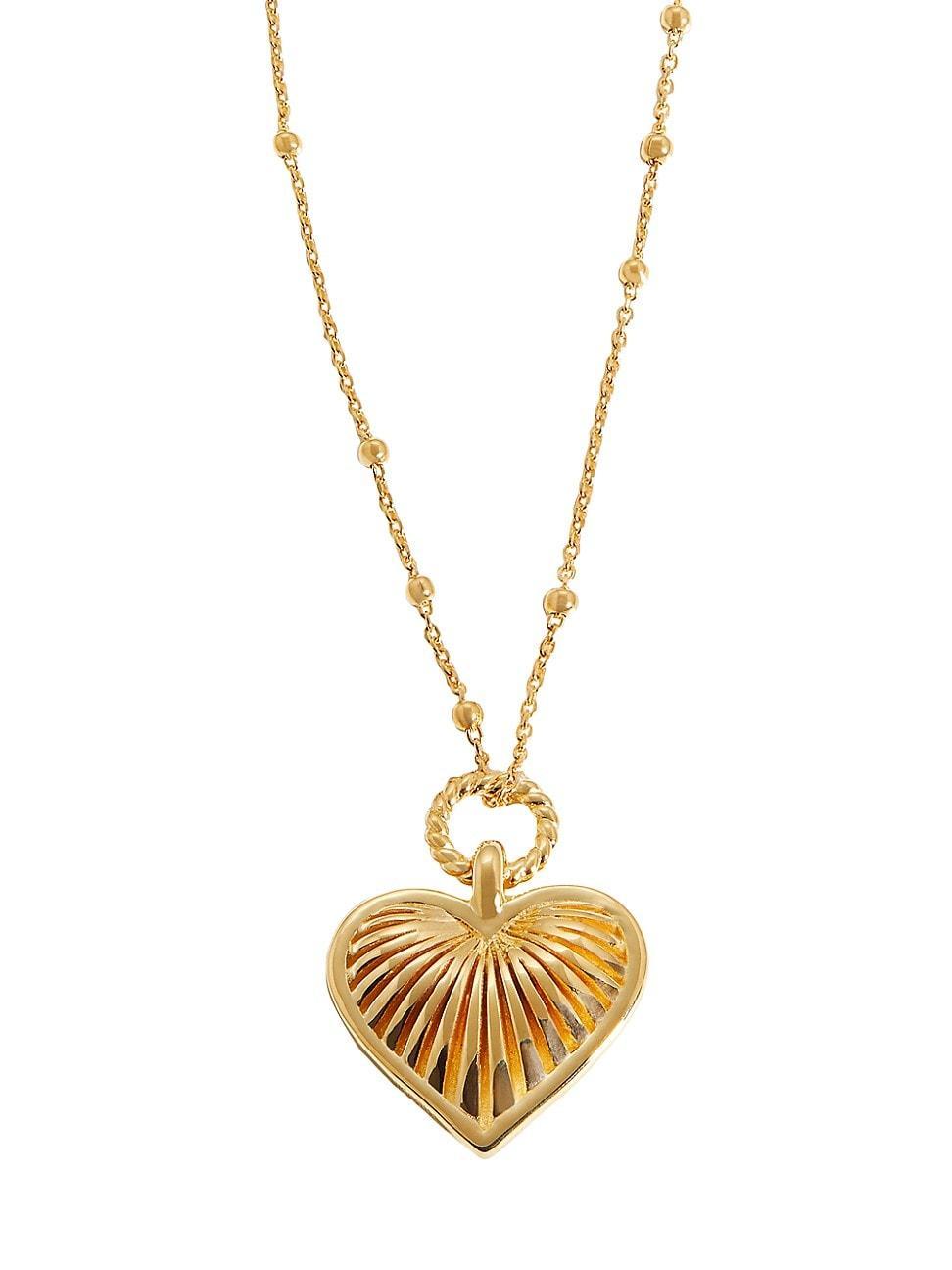 Womens 18K Gold-Plated Ridged Heart Pendant Necklace Product Image