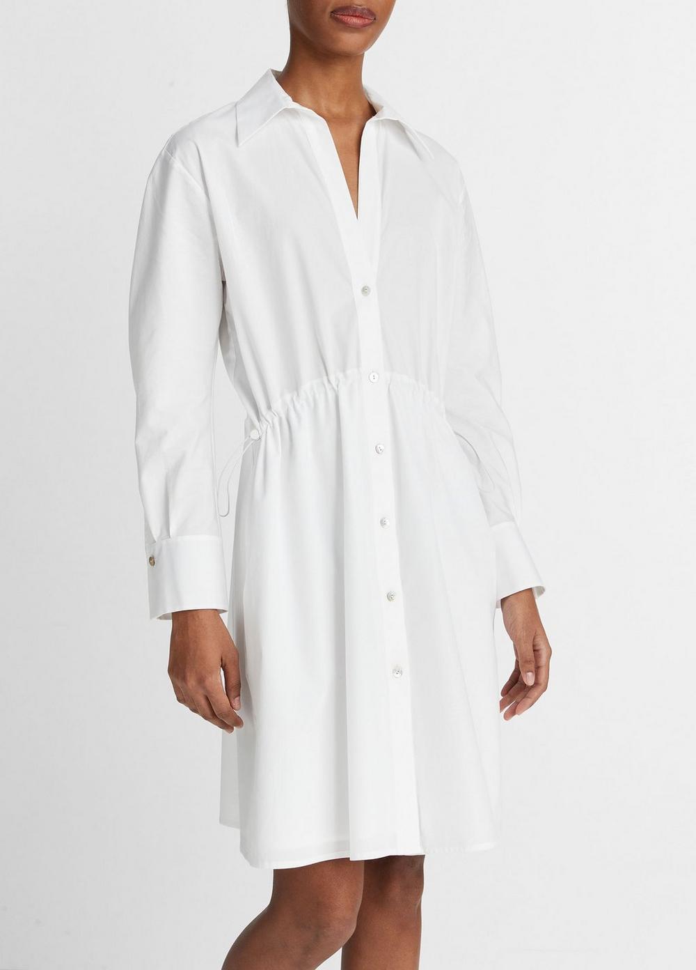 Cotton Drawcord Ruched Shirt Dress Product Image