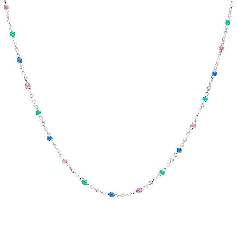 Sterling Silver Multicolor Enamel Beaded Necklace, Womens Product Image