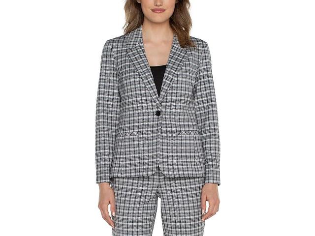 Liverpool Los Angeles Fitted One-Button Plaid Blazer Product Image