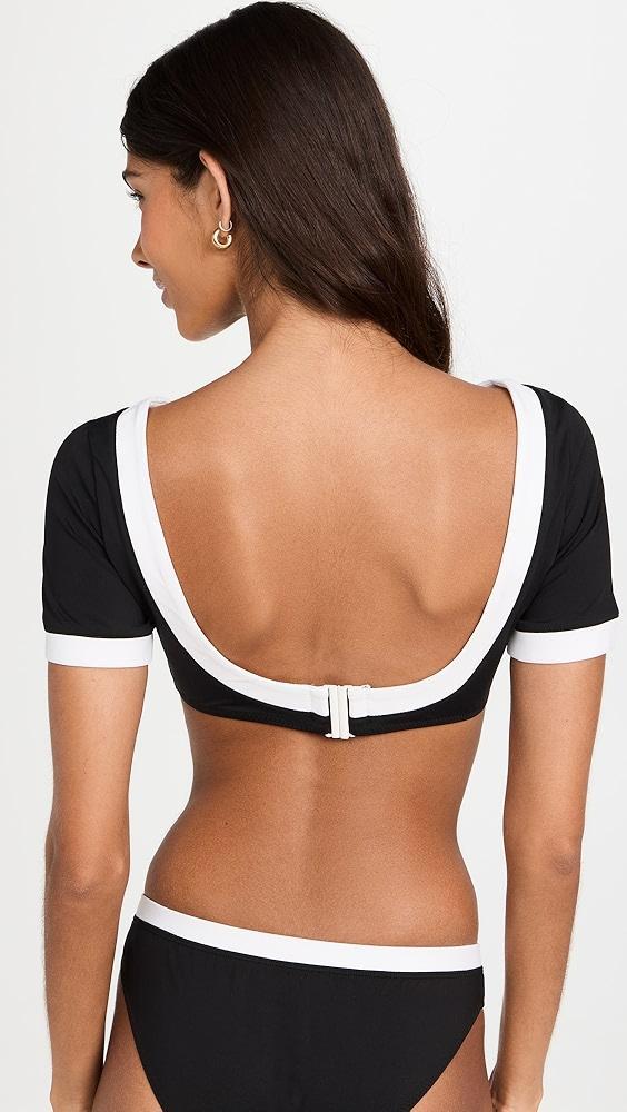 STAUD Lily Short Sleeve Bikini Top | Shopbop Product Image