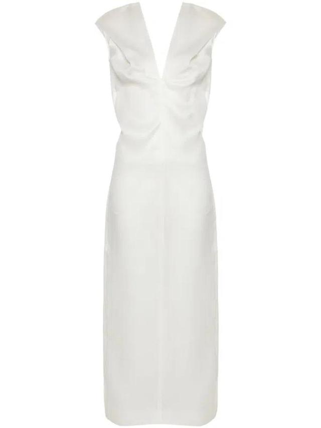 Ima Gathered Silk-gazar Midi Dress In Neutrals Product Image