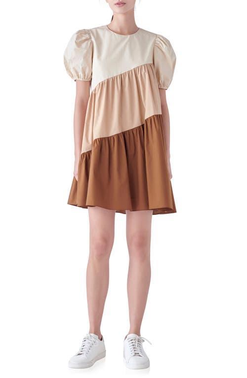 English Factory Colorblock Puff Sleeve Shift Dress Product Image