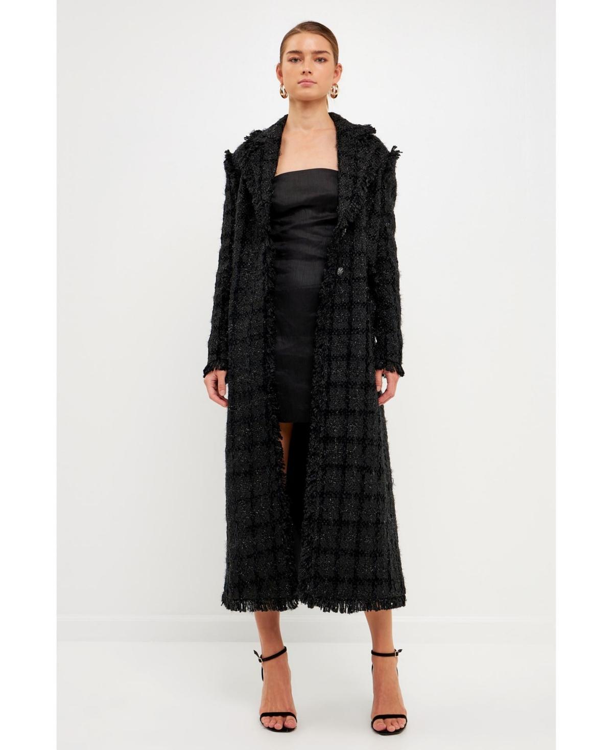 Womens Long Tweed Coat Product Image