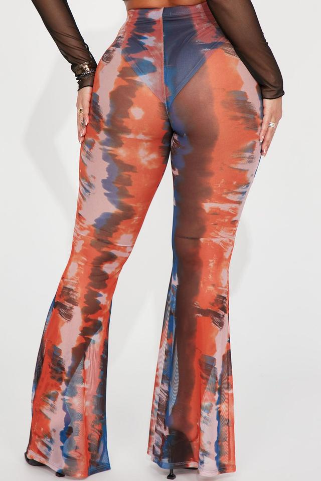 Cali Sunsets Printed Mesh Flare Pant - Orange/combo Product Image