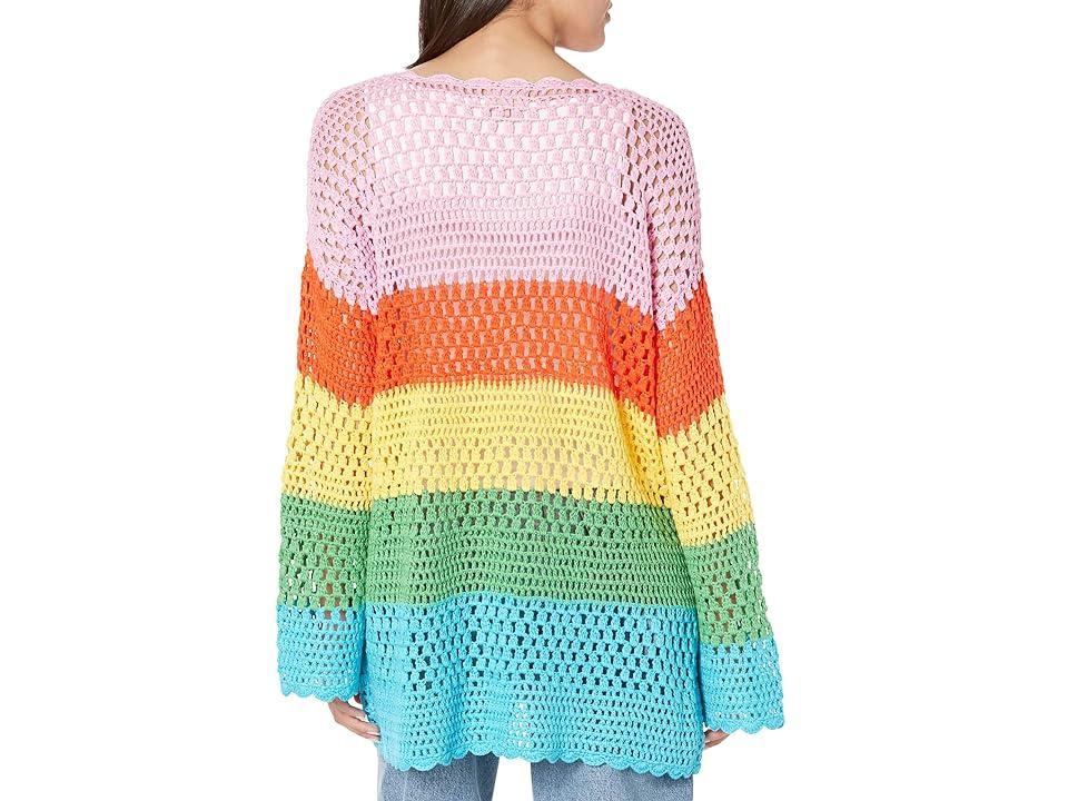 Show Me Your Mumu Paula Pullover (Bright Stripe Crochet) Women's Clothing Product Image