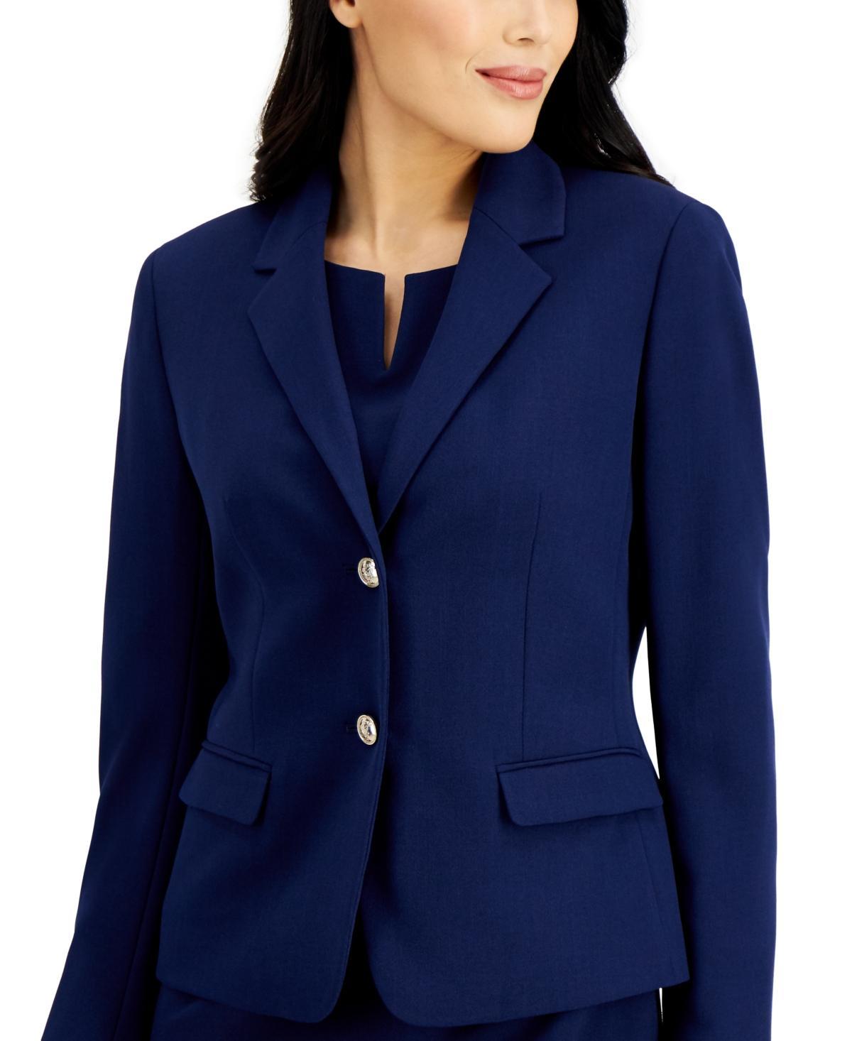 Kasper Sophie Two Button Notch Lapel Long Sleeve Crepe Blazer Product Image