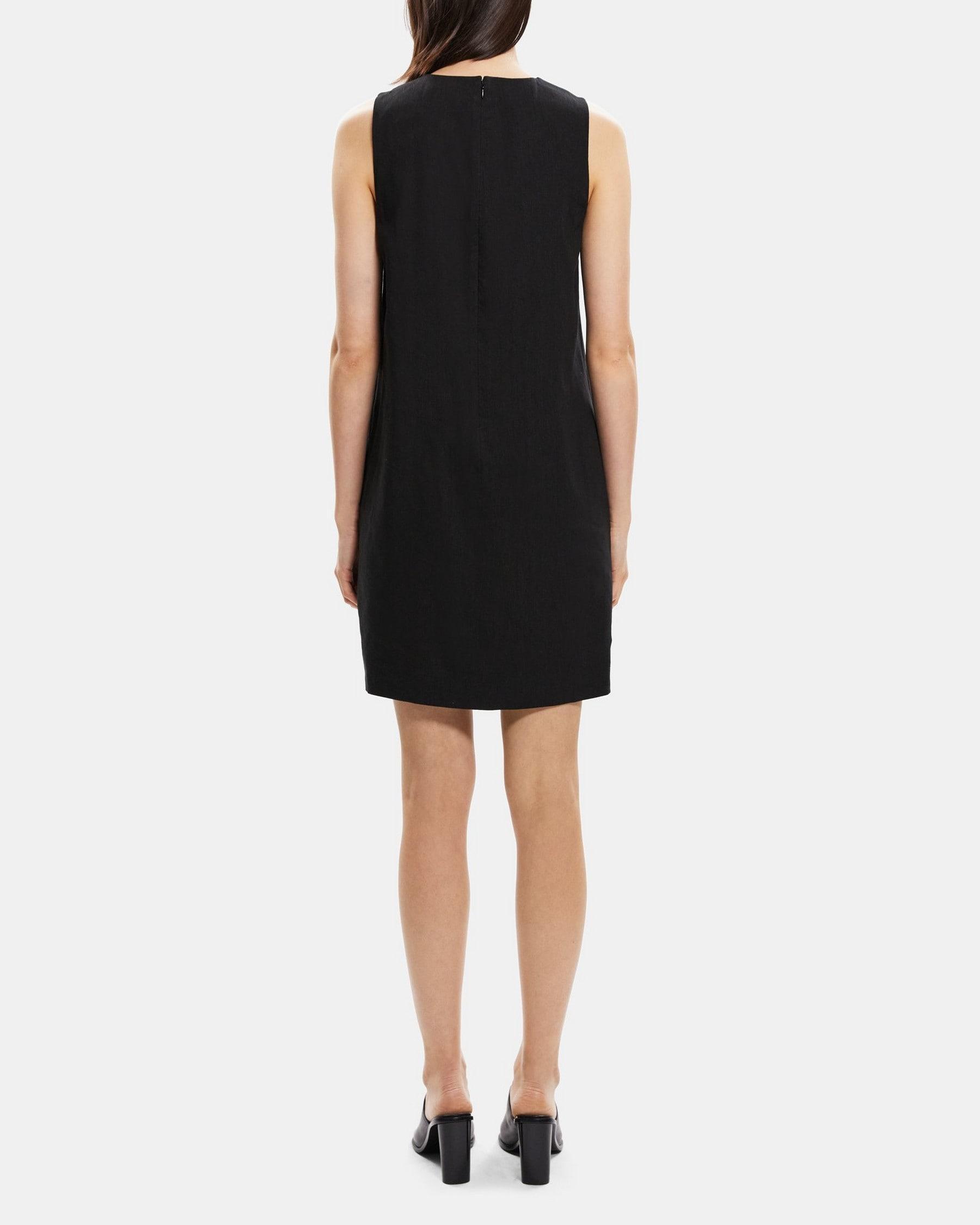 Slit Shift Dress in Linen-Blend Product Image