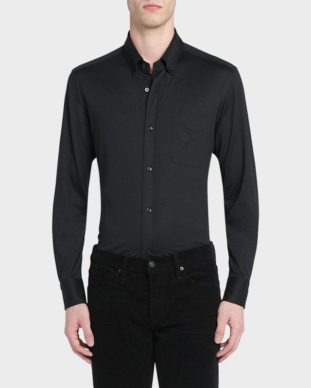 Mens Silk-Cotton Casual Button-Down Shirt Product Image