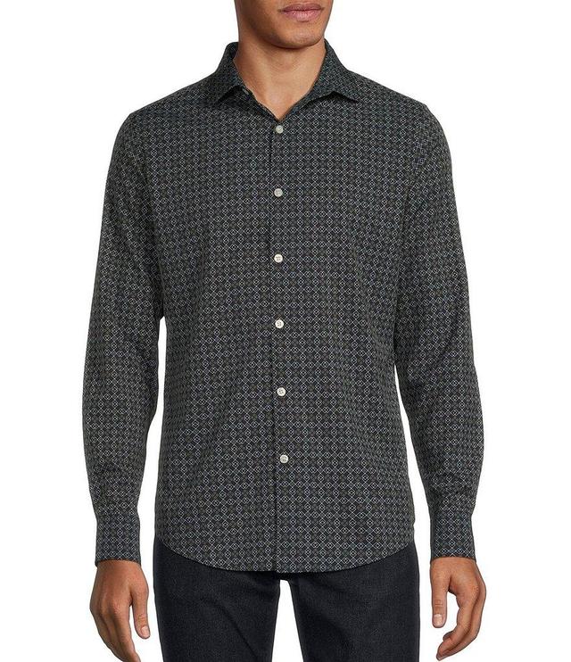 Murano Slim-Fit Square Geometric Performance Stretch Long-Sleeve Woven Shirt Product Image