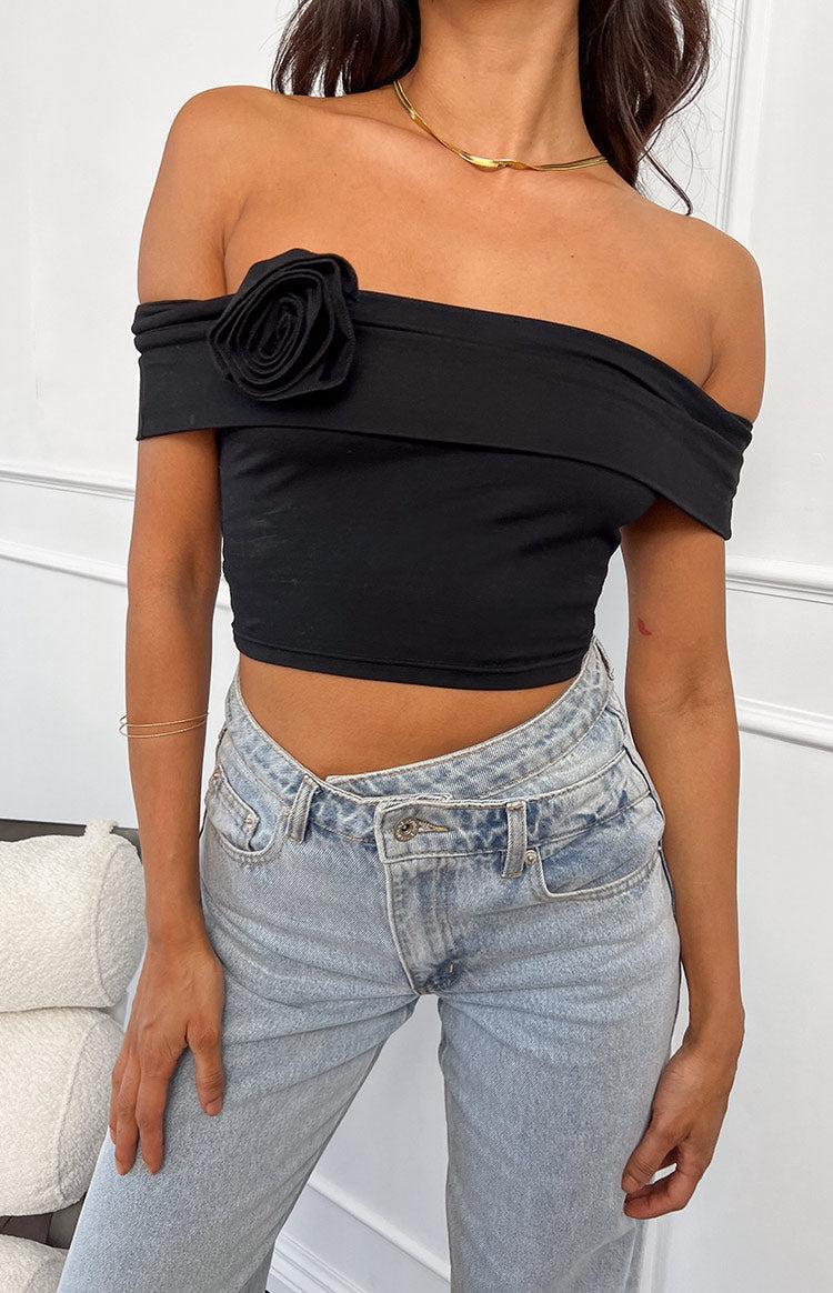 Hadley Off The Shoulder Rose Crop Top Product Image