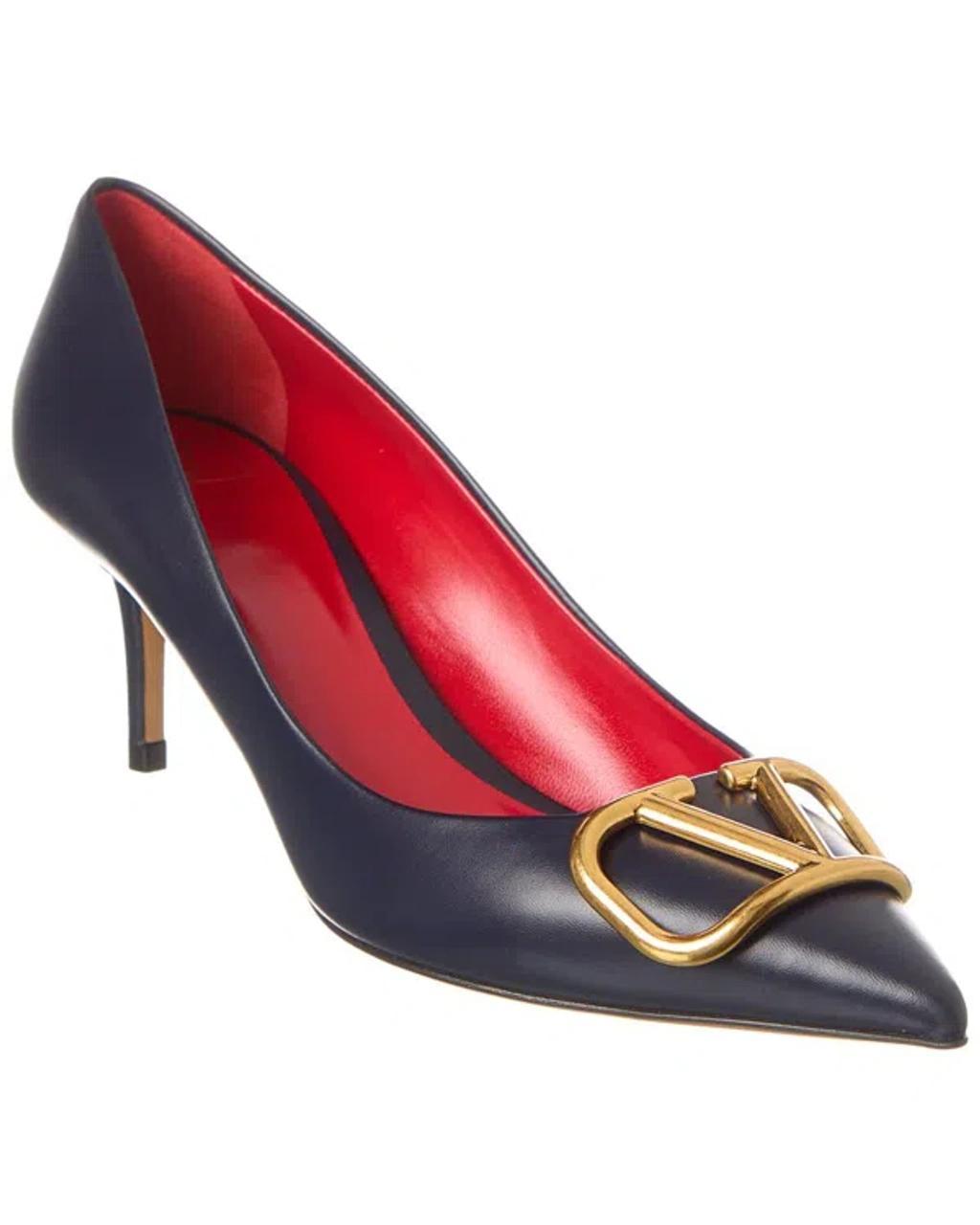 VALENTINO GARAVANI Leather Stiletto Heel In Blue Product Image