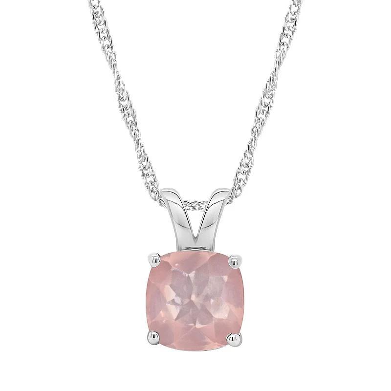 Alyson Layne Sterling Silver Cushion Rose Quartz Pendant Necklace, Womens Product Image