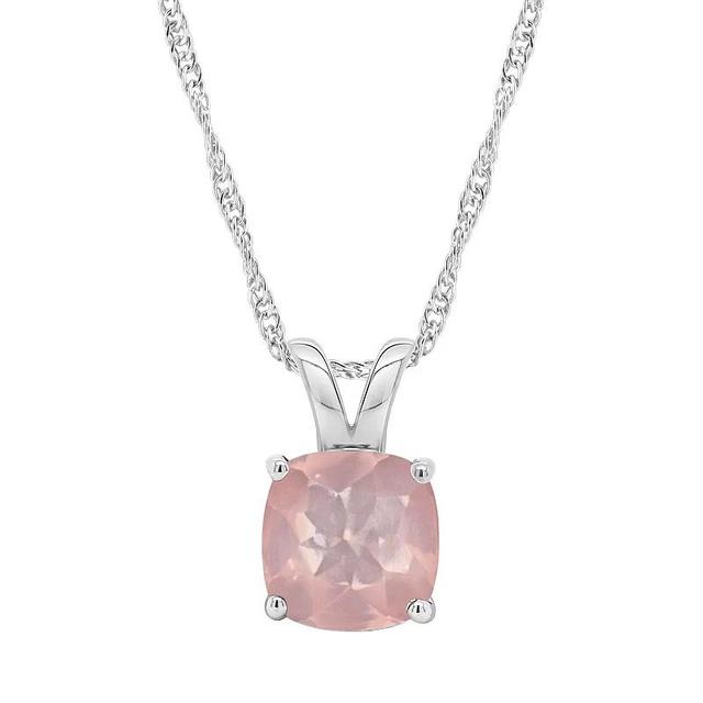 Alyson Layne Sterling Silver Cushion Rose Quartz Pendant Necklace, Womens Product Image