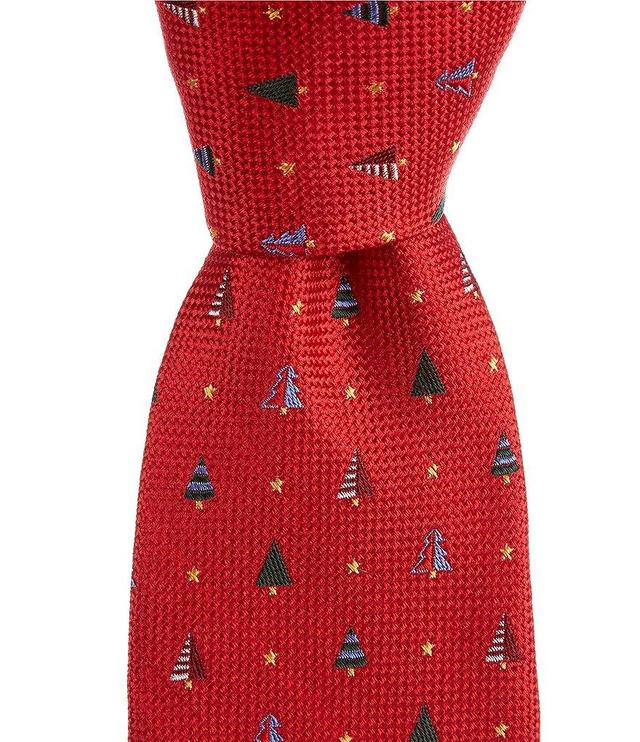 Roundtree & Yorke Star Tree Motif 3 1/8#double; Woven Silk Tie Product Image