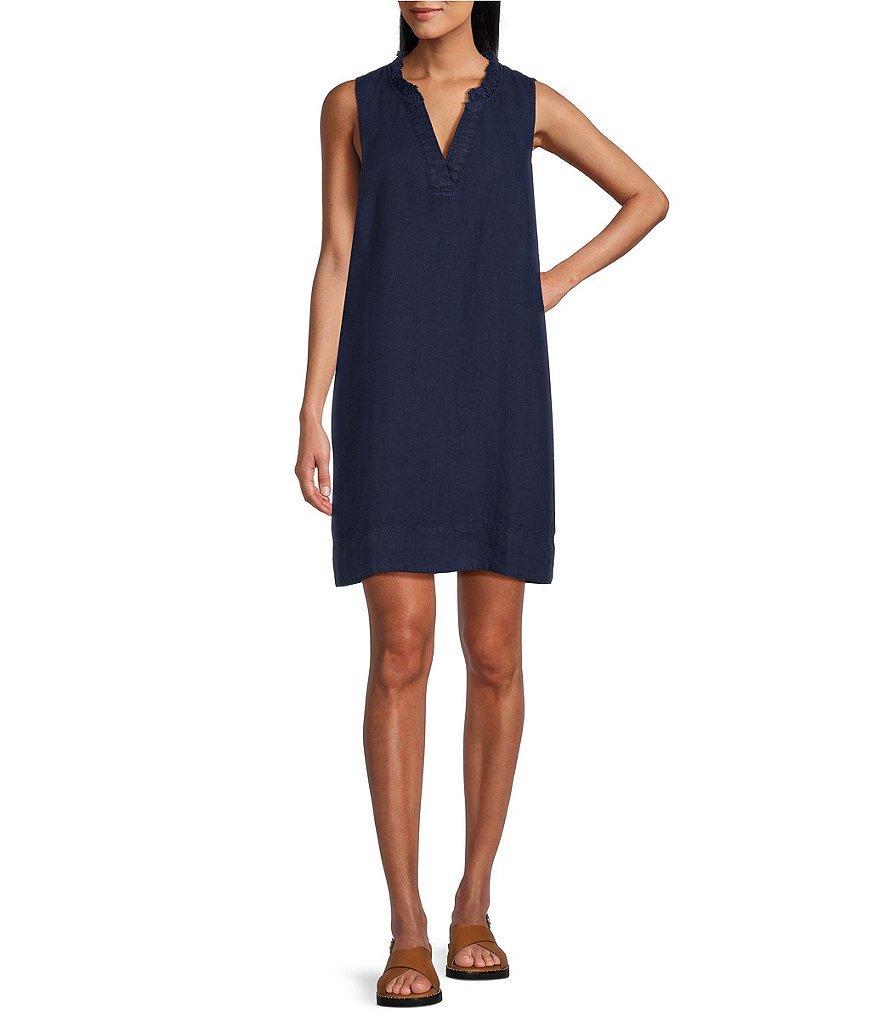 Tommy Bahama Ruffle Split V-Neck Sleeveless Side Pocket Dress Product Image