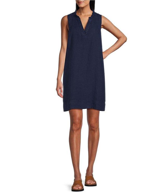 Tommy Bahama Ruffle Split V-Neck Sleeveless Side Pocket Dress Product Image