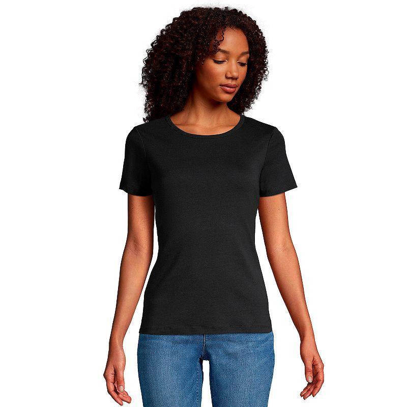 Womens Lands End All-Cotton Crewneck Tee Product Image