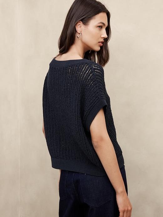 Boat-Neck Open-Stitch Sweater Product Image