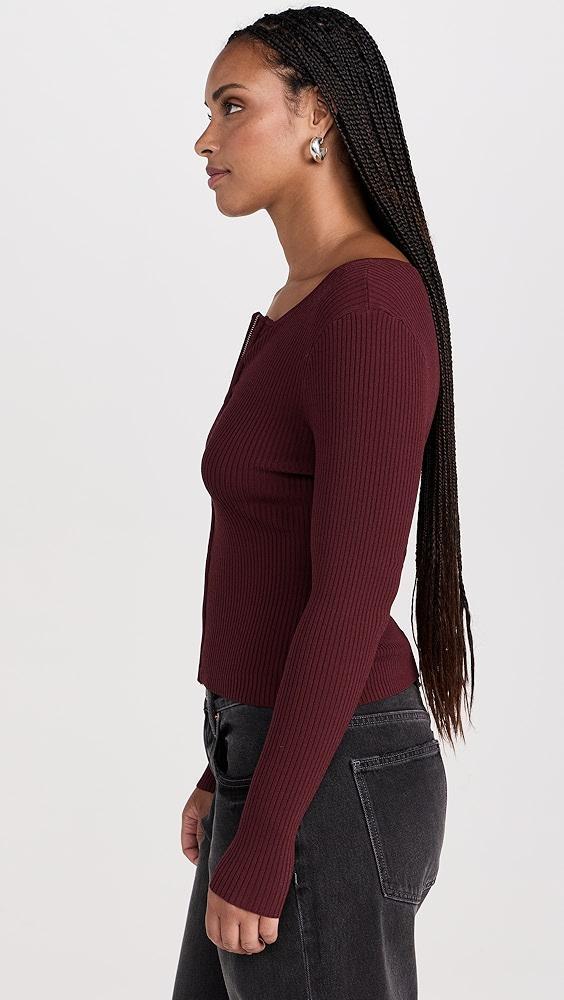 Good American Virgo Rib Zip Front Sweater | Shopbop Product Image