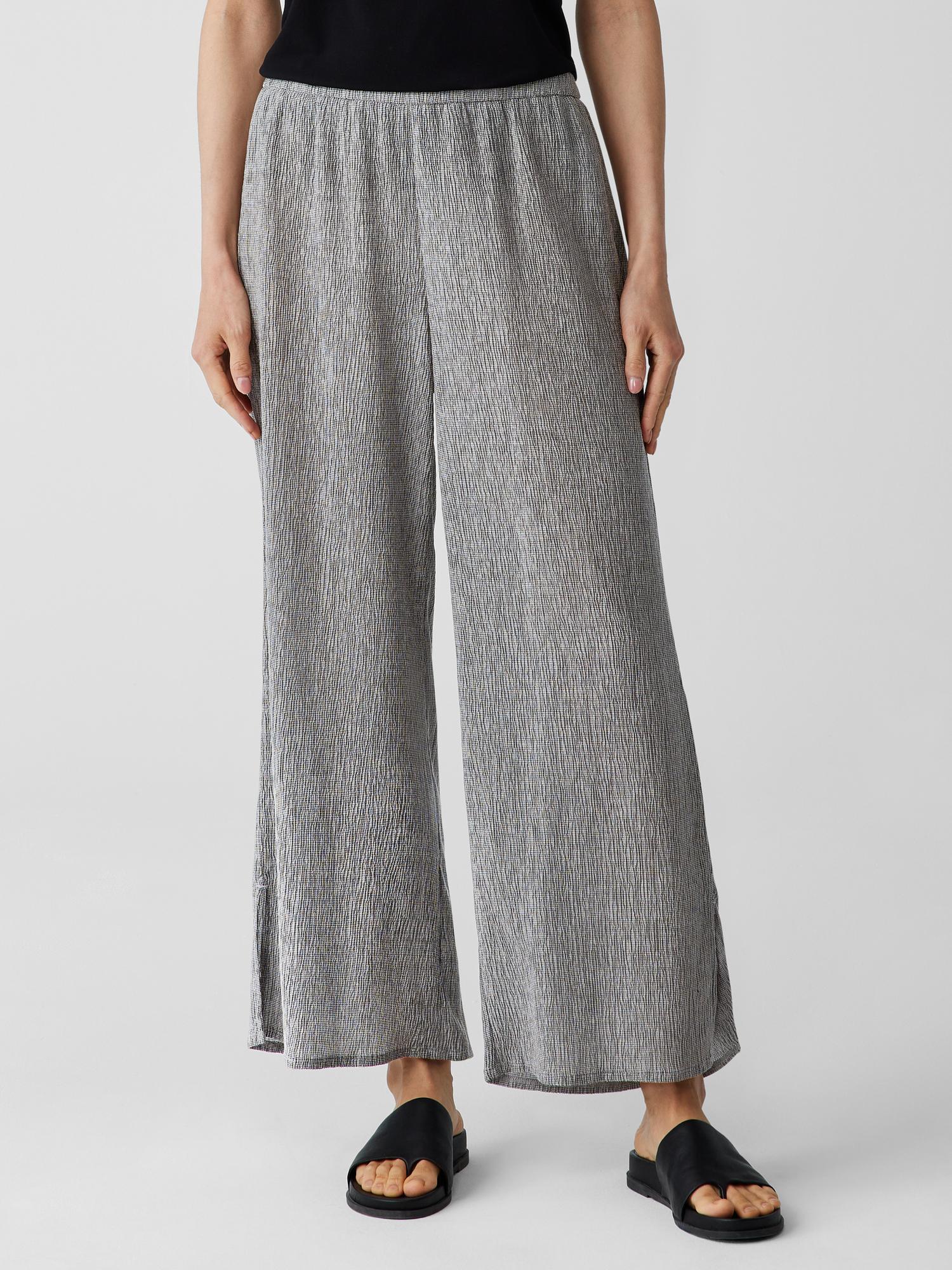 EILEEN FISHER Woven Plissé Wide-Leg Pantfemale Product Image