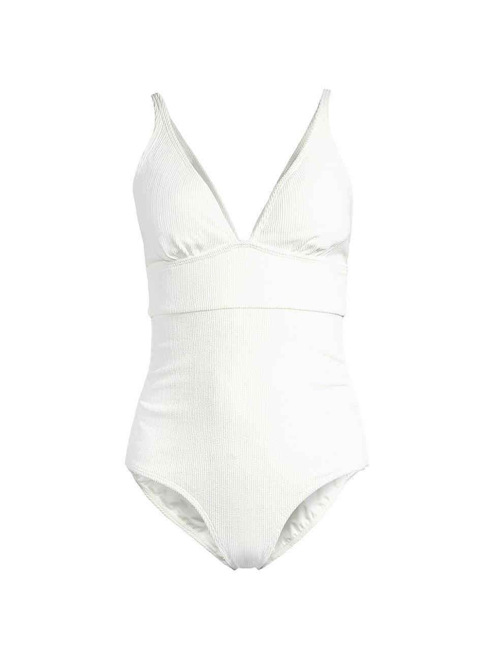 Womens Niki Ribbed V-Neck One-Piece Swimsuit Product Image