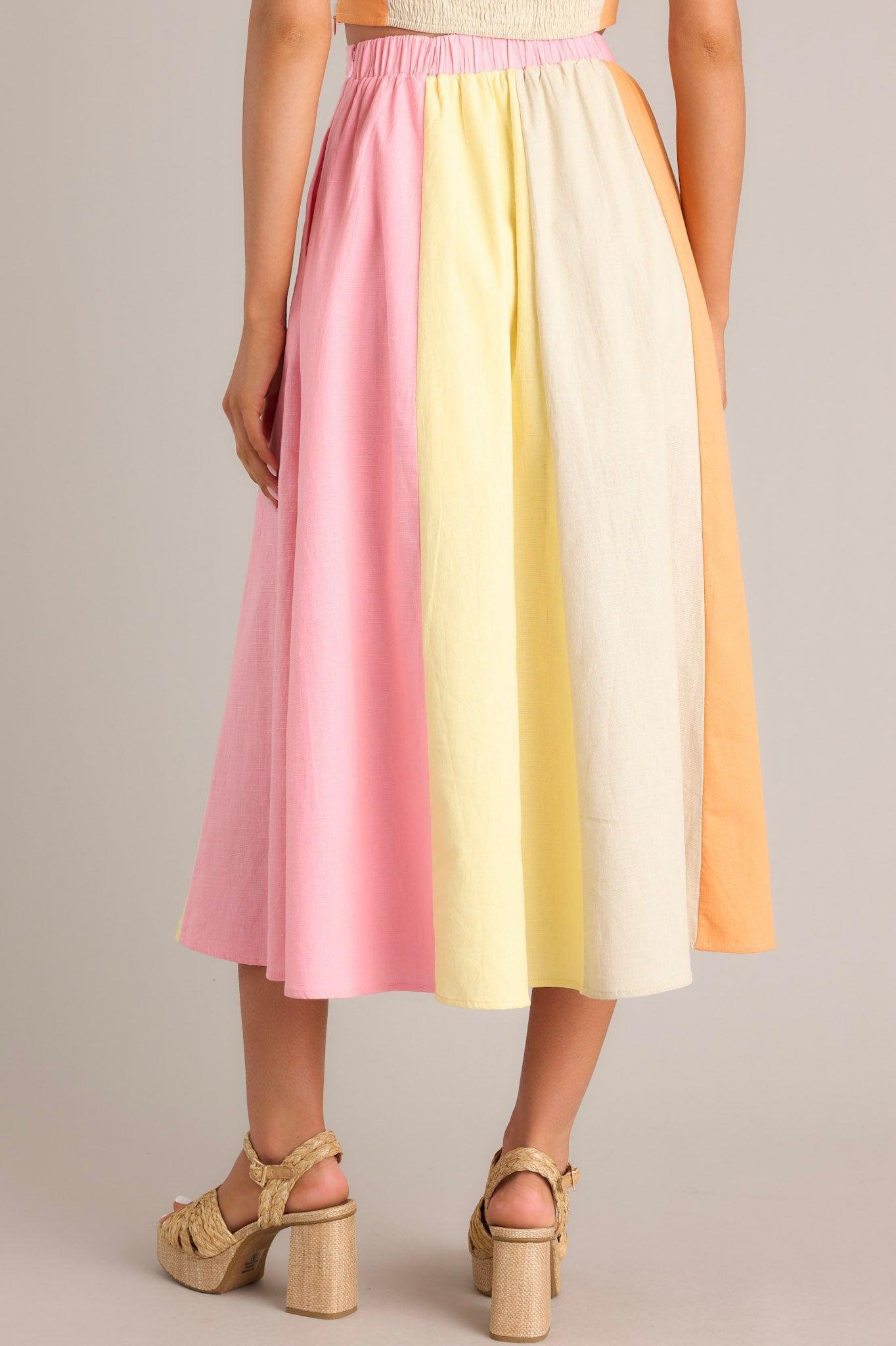 Sherbet Dreams Pastel Multi Midi Skirt Product Image