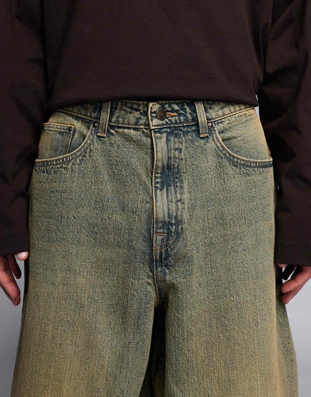 ASOS DESIGN oversized balloon fit jeans in heavy tint Product Image