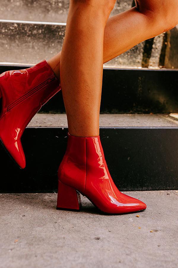 The Rowe Patent Bootie In Red Product Image