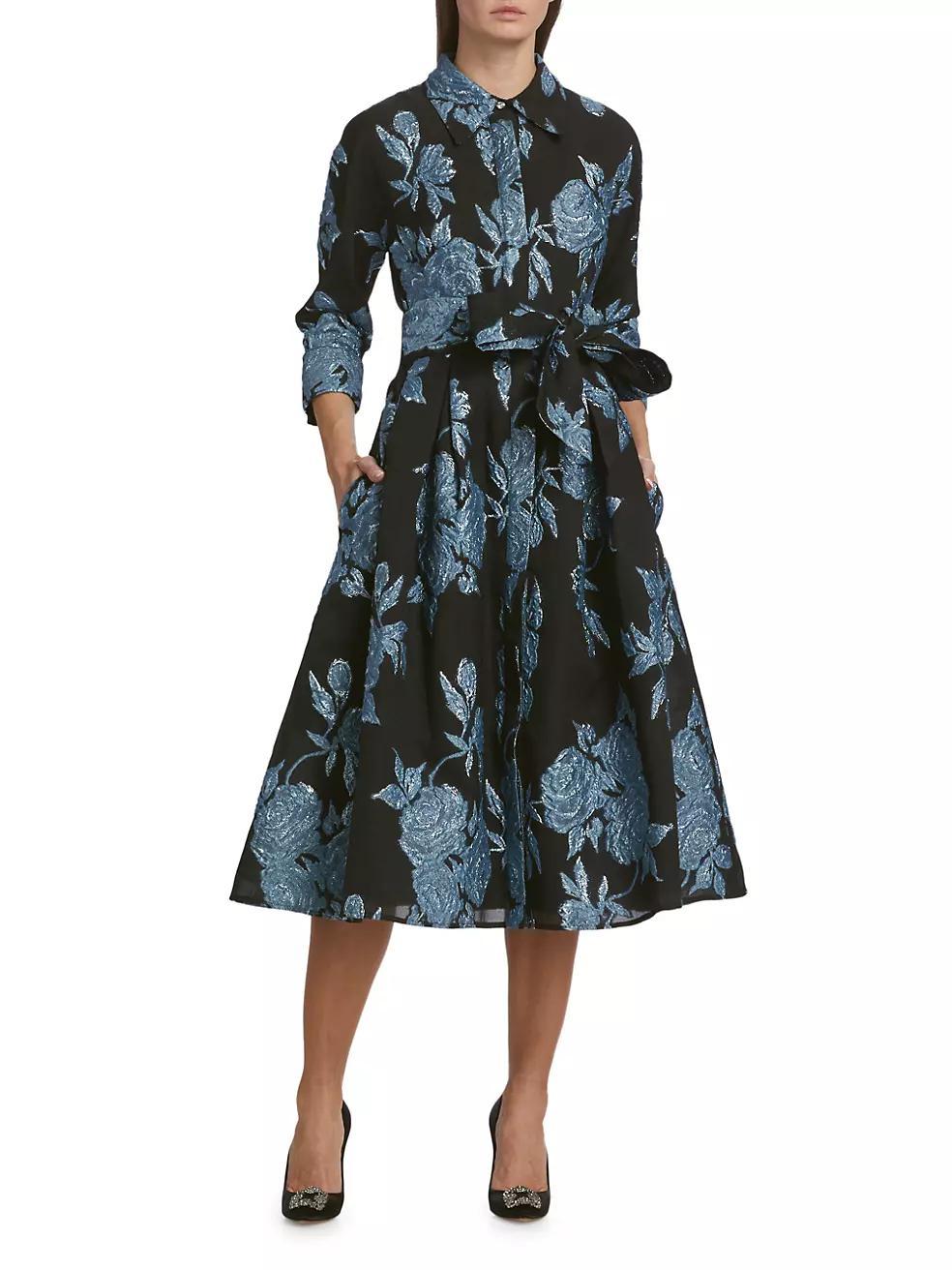 Jacquard Floral-Print Shirtdress Product Image