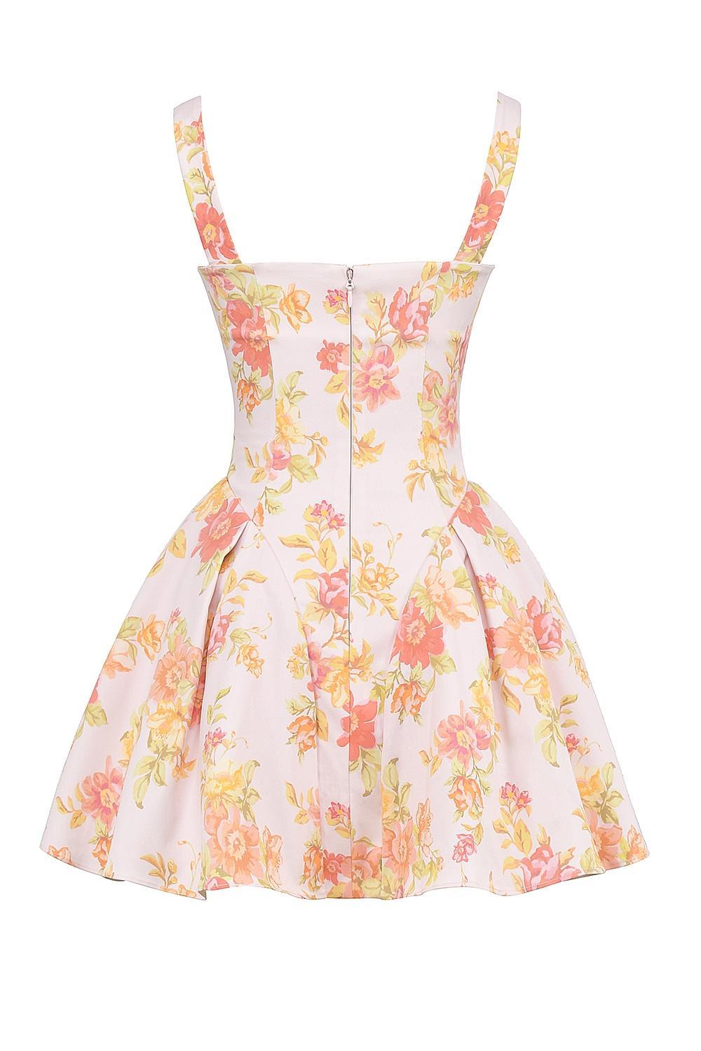 Bunny Peach Poppy Print Twill Mini Dress Product Image