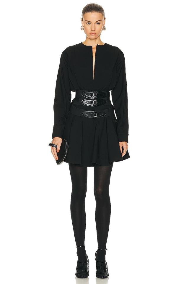 ALAÏA Long Sleeve Buckle Dress Black. (also in 36, 38). Product Image