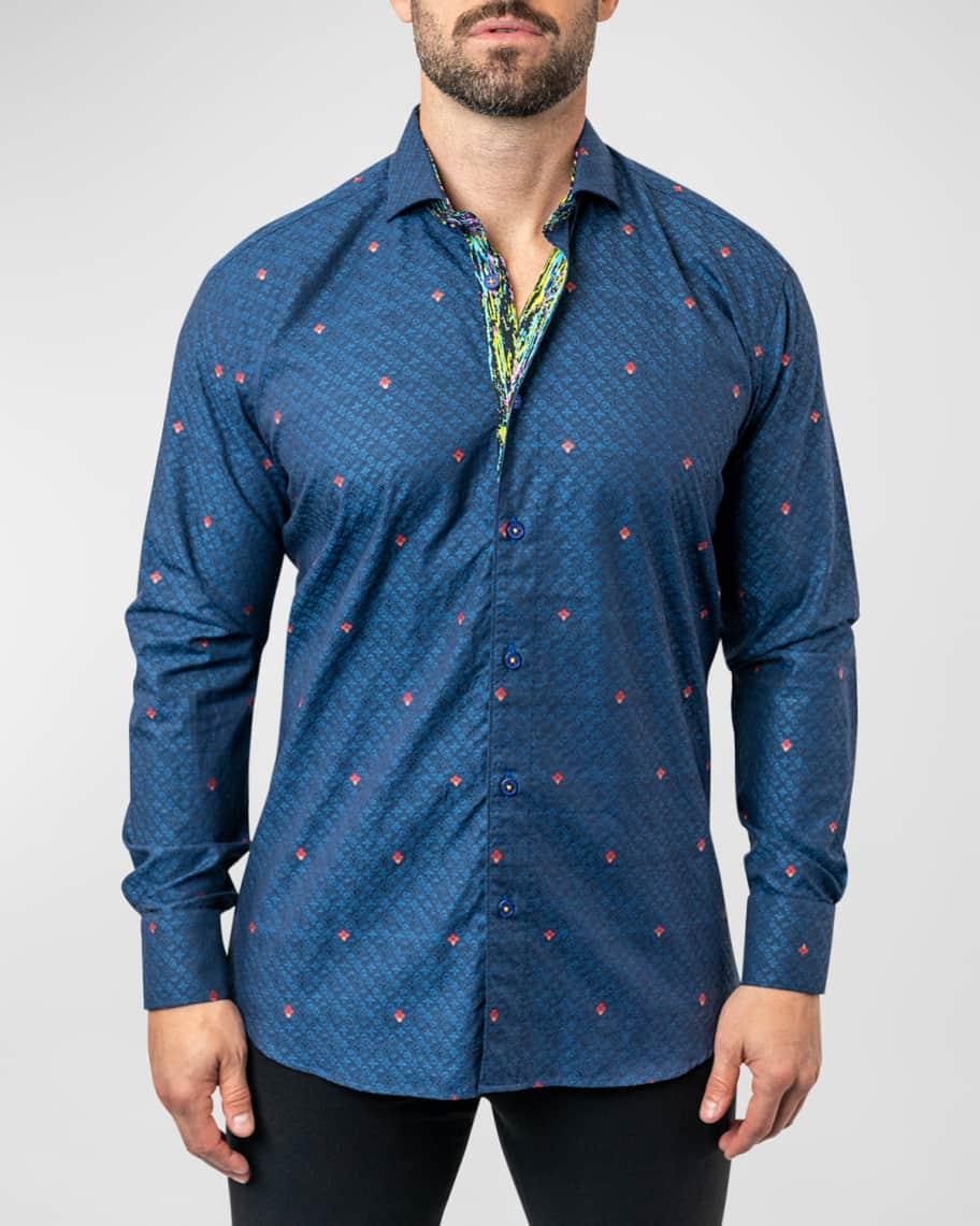 Maceoo Einstein Symbols 12 Blue Contemporary Fit Button-Up Shirt Product Image