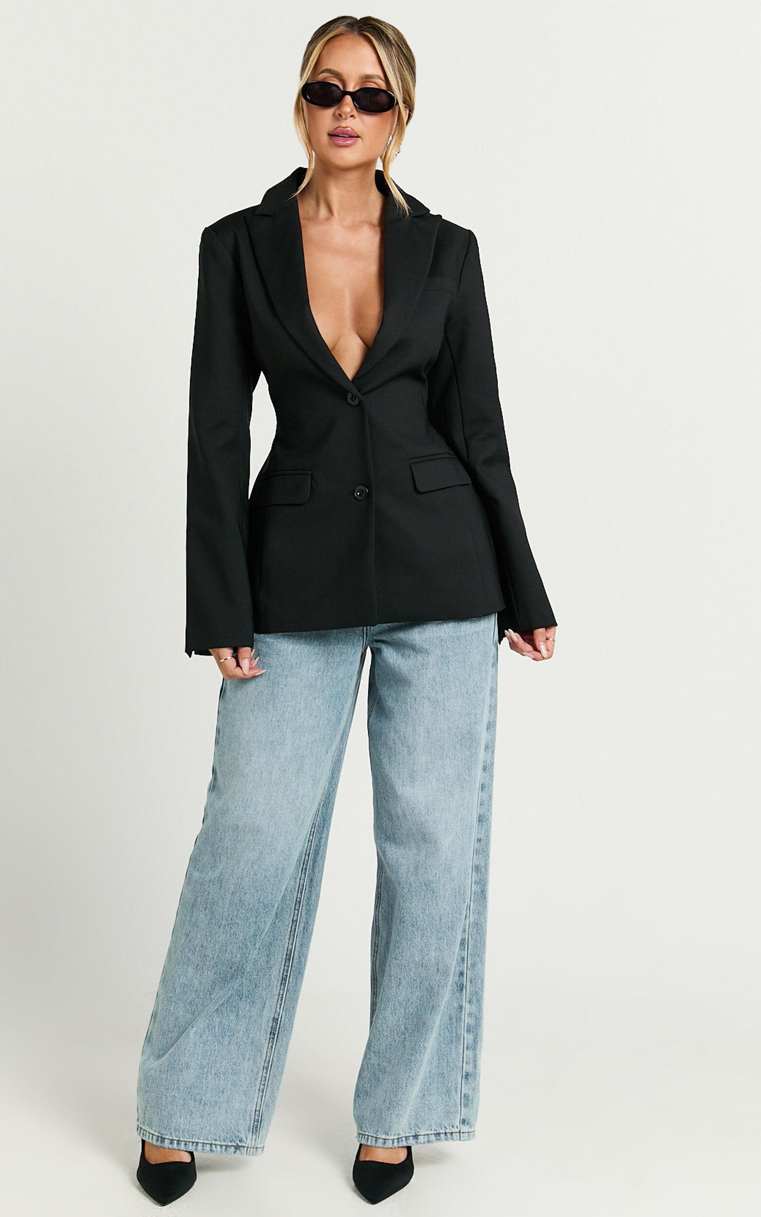 Florence Blazer - Hourglass Single Breast Blazer in Black Product Image