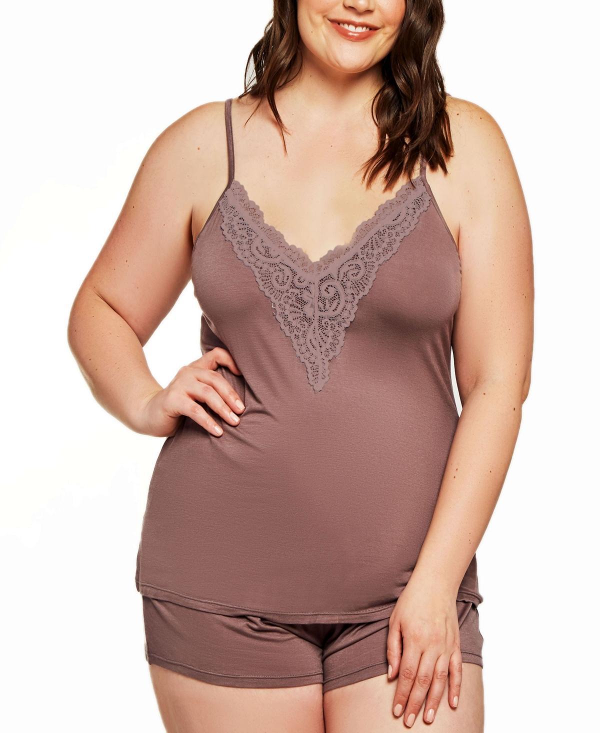 Womens Zennie Modal and Lace Plus Size 2-Pieces Cami and Short Set Product Image