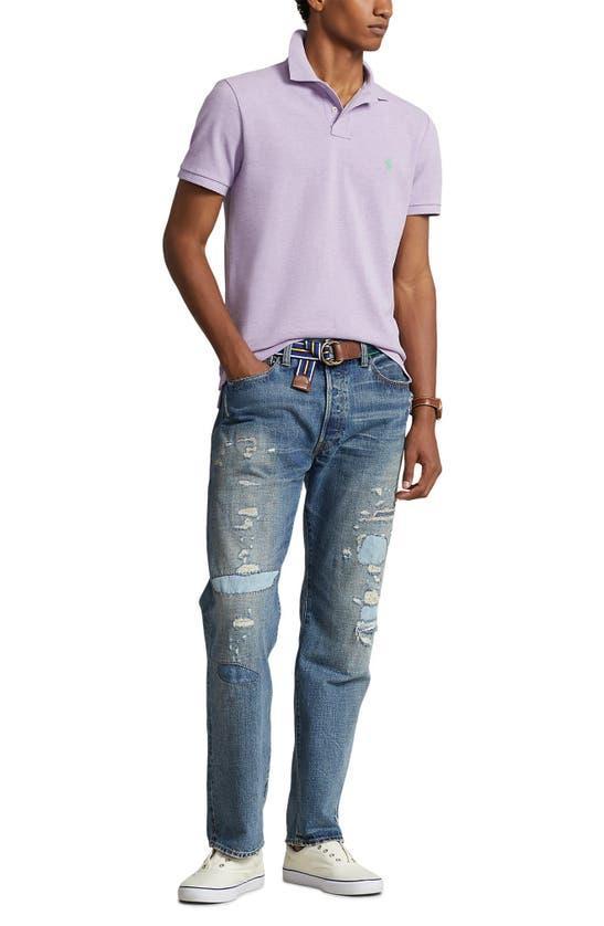 Cotton Mesh Custom Slim Fit Polo Shirt In Pastel Purple Heather Product Image