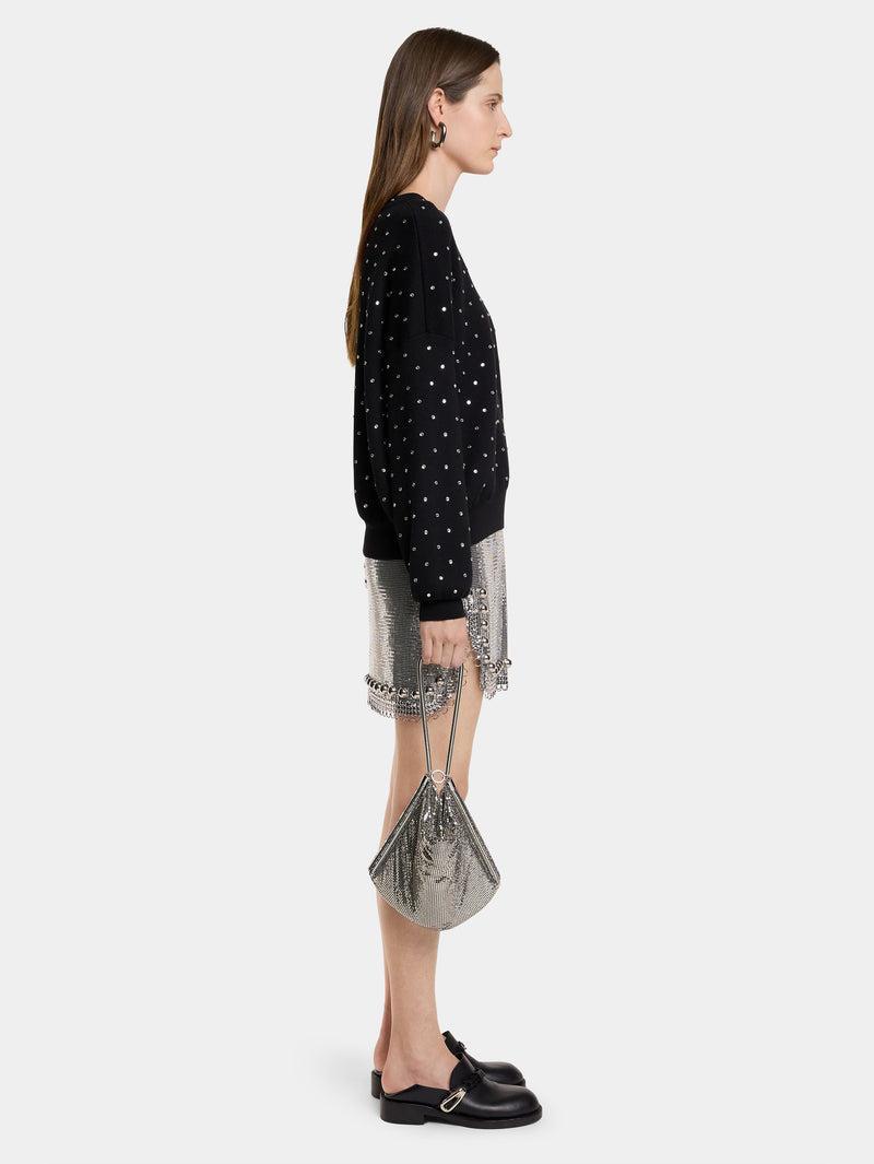 BLACK CRYSTAL-EMBELLISHED SWEATER IN WOOL Product Image